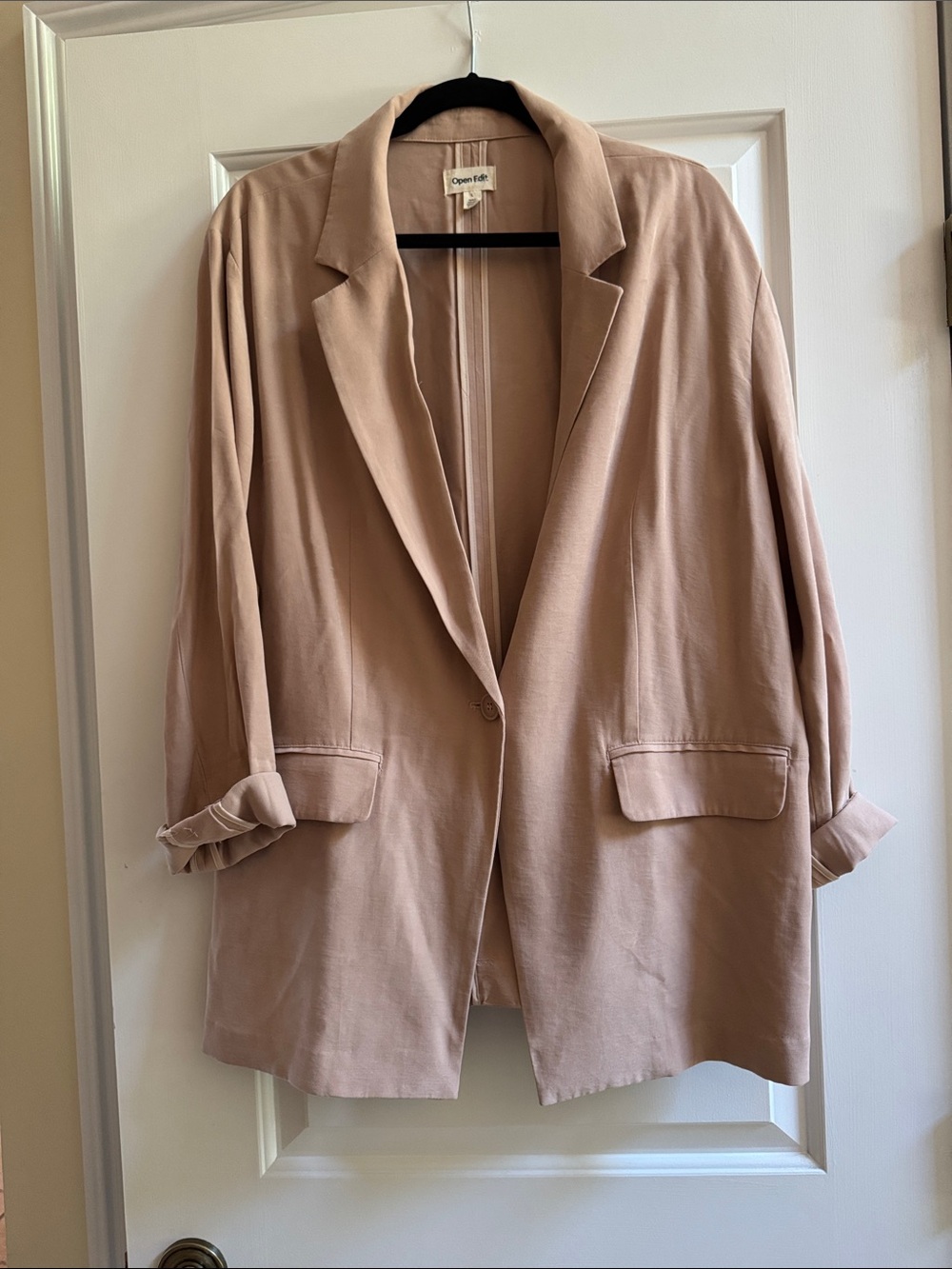 Open Edit Tan Nougat Relaxed Light Weight Blazer